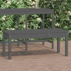 VidaXL - Tuinbank - Grijs - Massief Grenenhout - 109x44x45 Cm -Geselecteerde Tuinmeubelwinkel ef41cc8f94044abaa9dddb0a4188c4ca