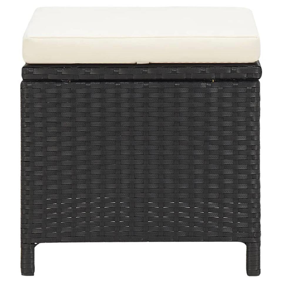 VidaXL - Tuinstoel En Voetenbank - Zwart - Poly Rattan - 4 Stuks 11 VidaXL - Tuinstoel En Voetenbank - Zwart - Poly Rattan - 4 Stuks - Afbeelding 9