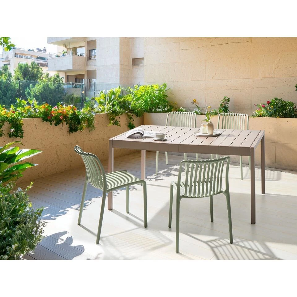 BARTICA - Tuintafel - Bruin - 154 X 84 Cm - Synthetisch Materiaal 4 BARTICA - Tuintafel - Bruin - 154 X 84 Cm - Synthetisch Materiaal - Afbeelding 2