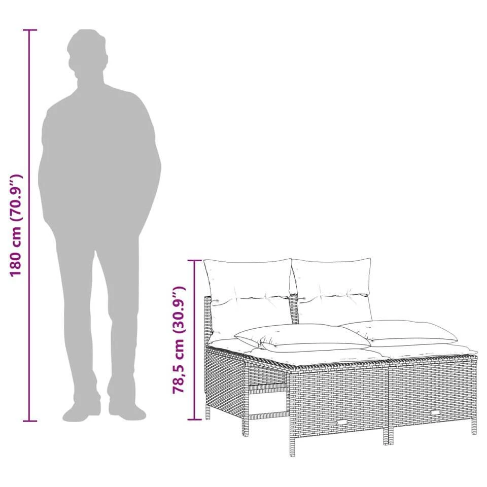 VidaXL - Loungeset - Bruin - Poly Rattan 10 VidaXL - Loungeset - Bruin - Poly Rattan - Afbeelding 8