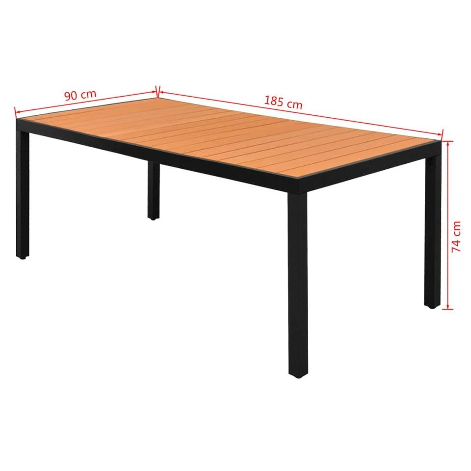 VidaXL Tuintafel 185x90x74 Cm Aluminium En HKC Bruin 4 VidaXL Tuintafel 185x90x74 Cm Aluminium En HKC Bruin - Afbeelding 2