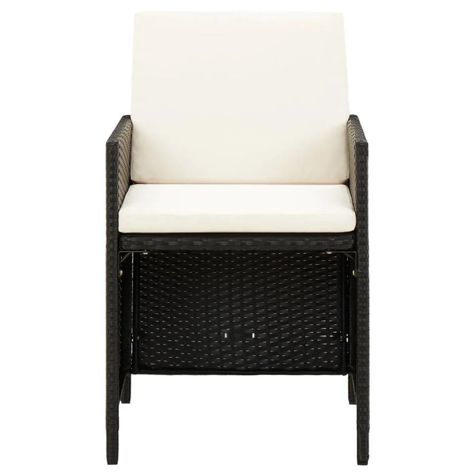 VidaXL - Tuinstoel En Voetenbank - Zwart - Poly Rattan - 4 Stuks 5 VidaXL - Tuinstoel En Voetenbank - Zwart - Poly Rattan - 4 Stuks - Afbeelding 3