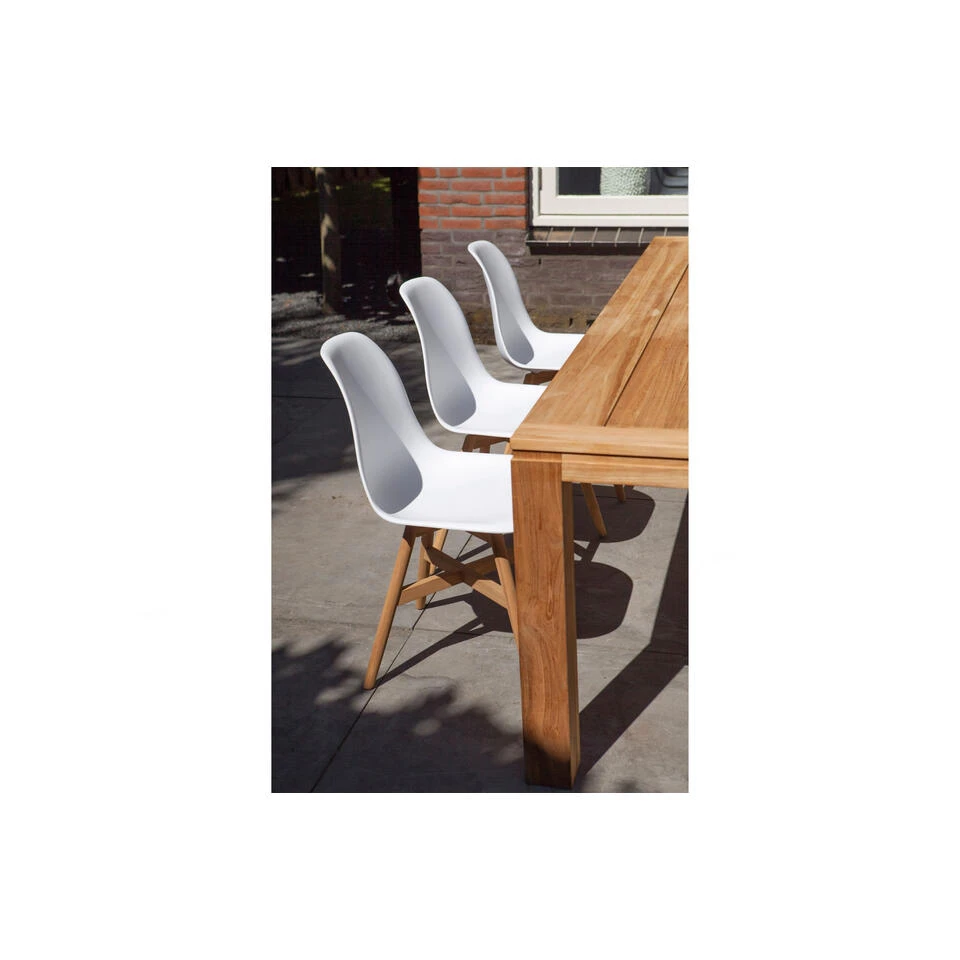 Exotan Tuinstoel Lotus - Teak/Kunststof - Wit - Set Van 2 4 Exotan Tuinstoel Lotus - Teak/Kunststof - Wit - Set Van 2 - Afbeelding 2