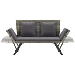 VidaXL - Tuinbank 2-in-1 - Grijs - Poly Rattan -176 Cm - Met Kussens -Geselecteerde Tuinmeubelwinkel f52bb16451124642972fcd4b2405ddbb