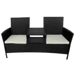 VidaXL Tuinbank 2-zits Met Tafeltje Poly Rattan Zwart -Geselecteerde Tuinmeubelwinkel f5b67029b9094e41abb13d91c97a2c80