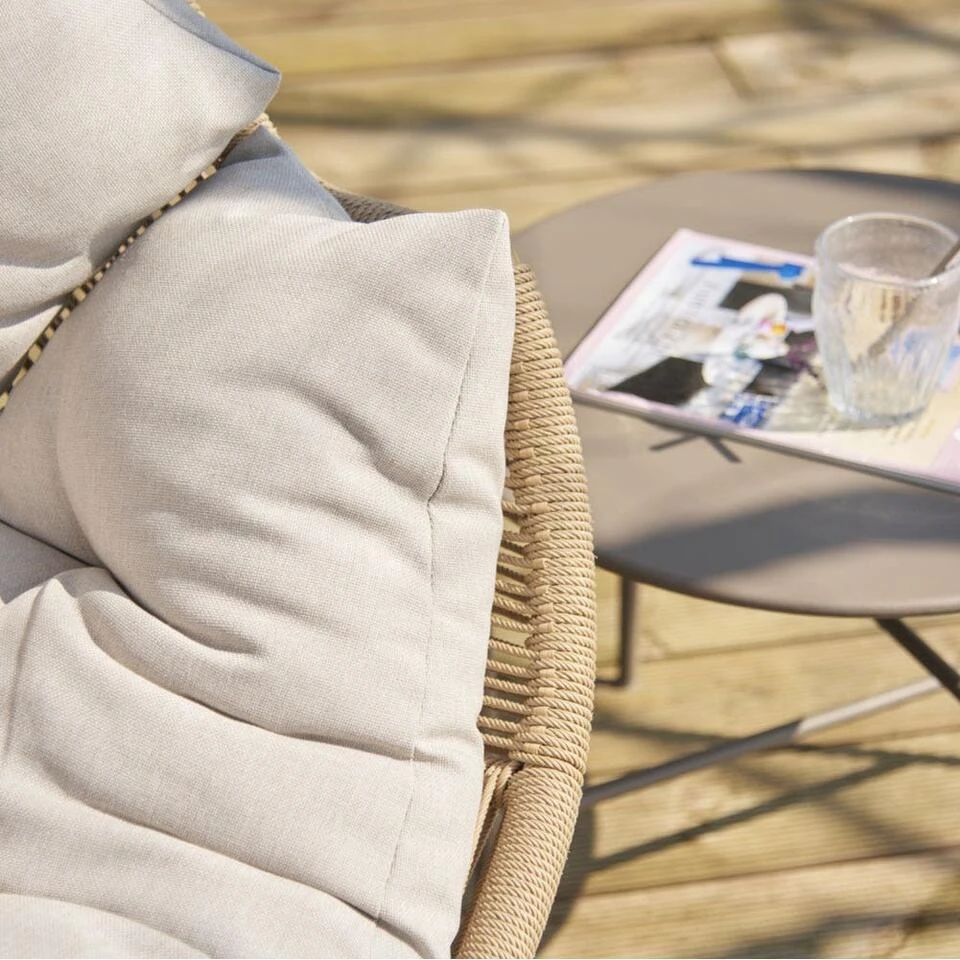 Lisomme Ayla Rattan Tuin Loungestoel Beige - Met Zitkussens 4 Lisomme Ayla Rattan Tuin Loungestoel Beige - Met Zitkussens - Afbeelding 2