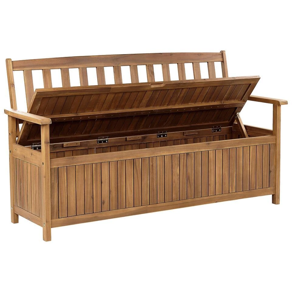 SOVANA - Tuinbank Met Opbergruimte - Lichthout/Rood - Acaciahout 7 SOVANA - Tuinbank Met Opbergruimte - Lichthout/Rood - Acaciahout - Afbeelding 5