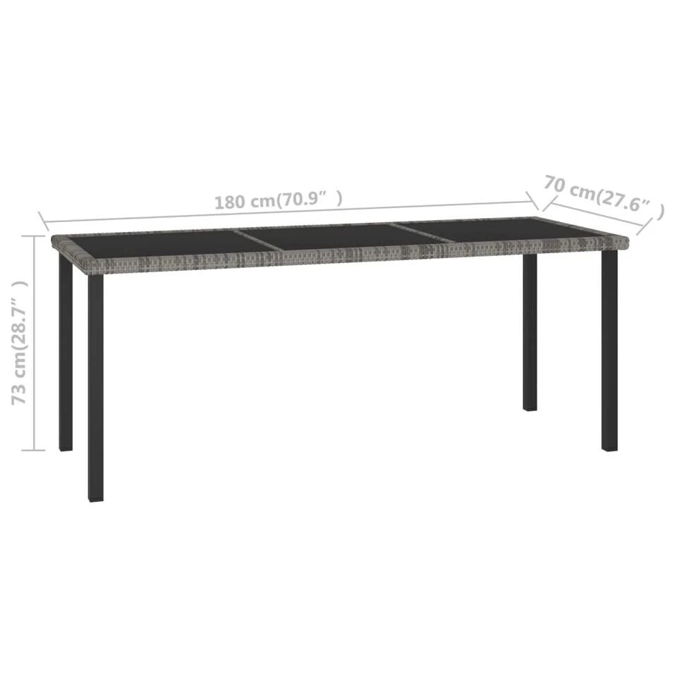 VidaXL - Tuintafel - Grijs - Poly Rattan - 180 X 70 X 73 Cm 7 VidaXL - Tuintafel - Grijs - Poly Rattan - 180 X 70 X 73 Cm - Afbeelding 5