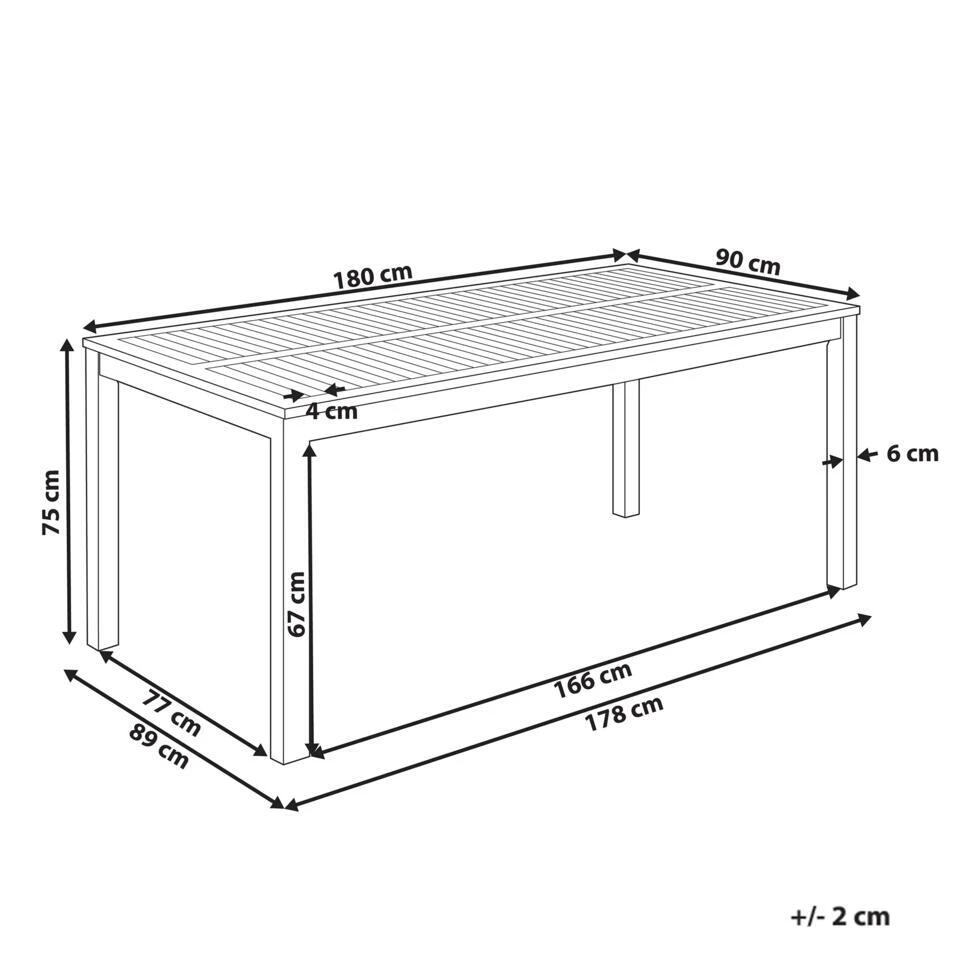 OMBRIANO - Tuintafel - Lichtbruin - 180 X 90 Cm - Acaciahout 6 OMBRIANO - Tuintafel - Lichtbruin - 180 X 90 Cm - Acaciahout - Afbeelding 4