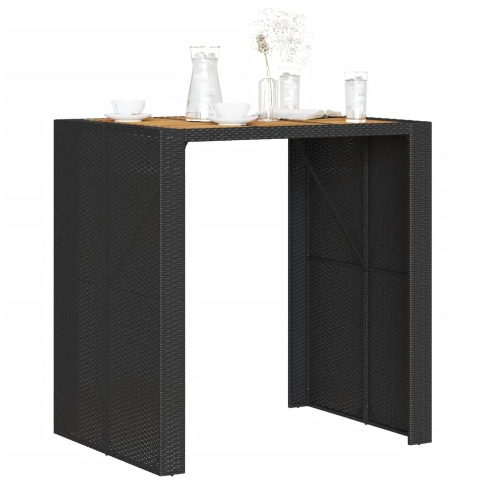 VidaXL - Tuinbartafel - Zwart - Poly Rattan - 105 X 80 X 110 Cm 6 VidaXL - Tuinbartafel - Zwart - Poly Rattan - 105 X 80 X 110 Cm - Afbeelding 4