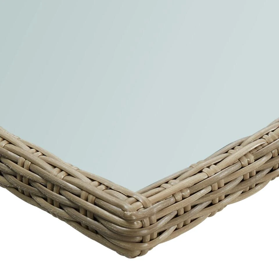 VidaXL - Tuintafel - Bruin - Glas En Poly Rattan - 200x100x74 Cm 6 VidaXL - Tuintafel - Bruin - Glas En Poly Rattan - 200x100x74 Cm - Afbeelding 4