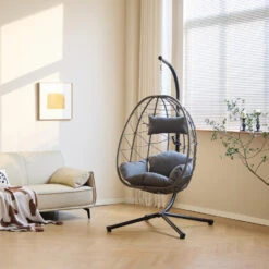 Hangstoel Van Rotan En Metaal In Zwart -Geselecteerde Tuinmeubelwinkel fede8df6582942678140322a168a05af