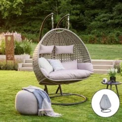 Merkloos HOME DELUXE Hangstoel TWIN Grijs Met Regenhoes -Geselecteerde Tuinmeubelwinkel ff4015938b5e4b0bb41e6dbaf7d992df