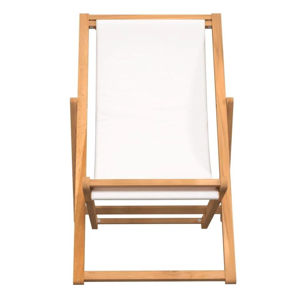 VidaXL Ligstoel 56x105x96 Cm Teakhout Crème 4 VidaXL Ligstoel 56x105x96 Cm Teakhout Crème - Afbeelding 2