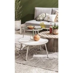 Bijzettafel Saône - Acacia/greywash - 35xØ70 Cm -Geselecteerde Tuinmeubelwinkel sf 50153058 9050