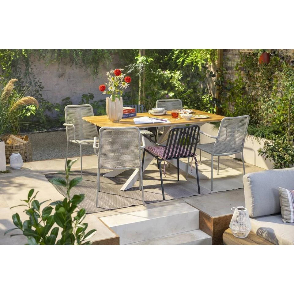 Tuintafel Perpignan - Zand/metaal - 75x160x90 Cm 7 Tuintafel Perpignan - Zand/metaal - 75x160x90 Cm - Afbeelding 5